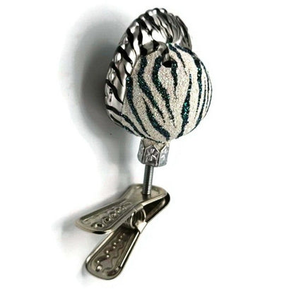 Patricia Breen Ultra Miniature Chameleon Zebra Clip On Christmas Tree Ornament