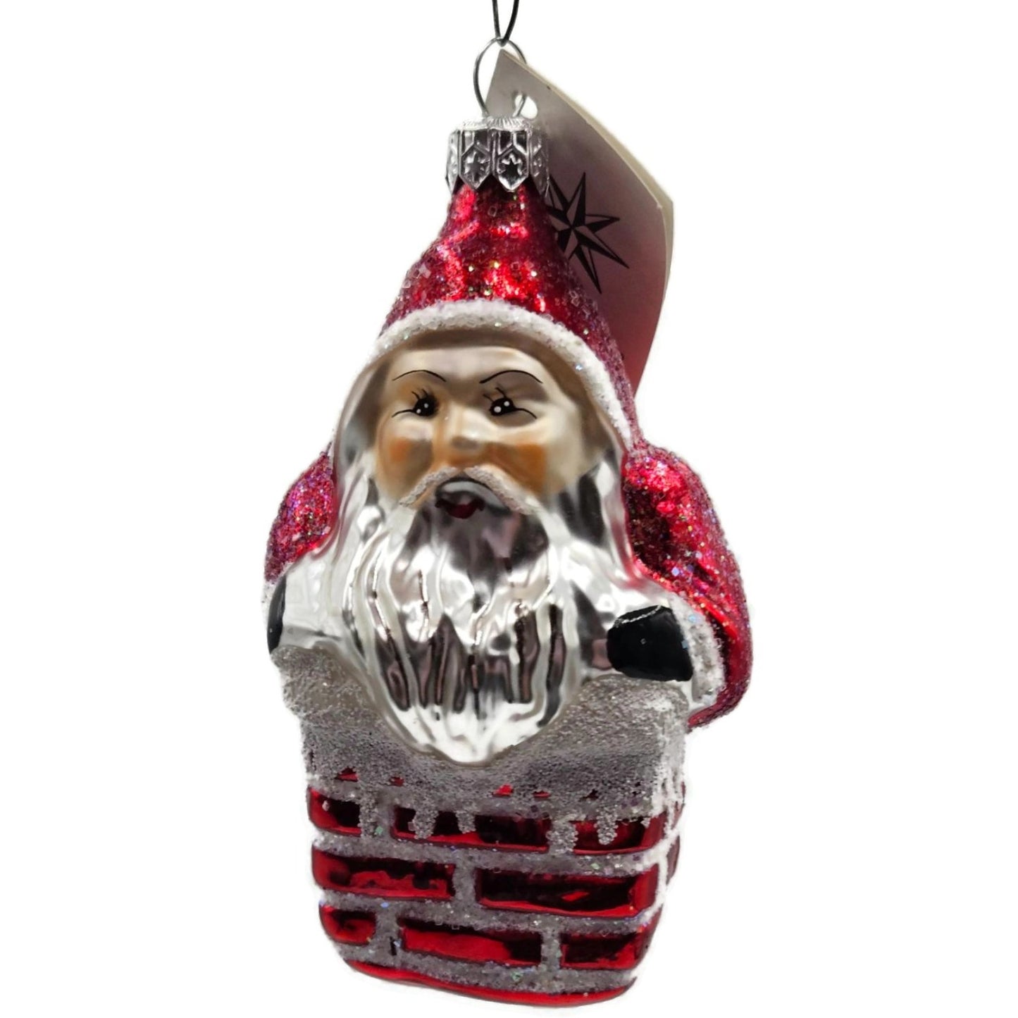 Christopher Radko Santa Claus Down The Chimney Red Christmas Ornament 94-176-0