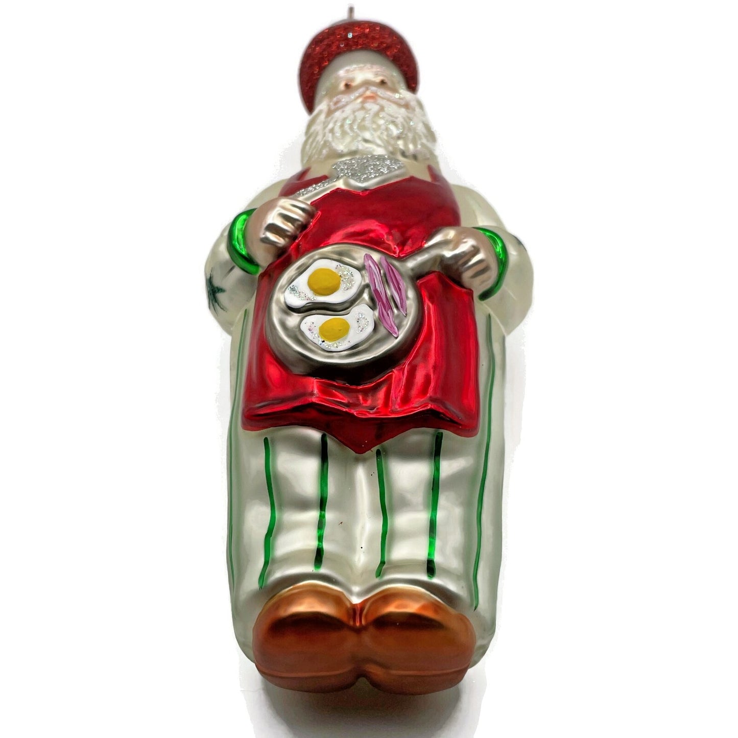 Patricia Breen Sunnyside Up Santa Red Apron Striped Star Christmas Ornament 9841