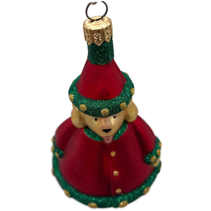 Patricia Breen Santas Helper Dog Red Dotted Gold Glass Christmas Ornament 9886