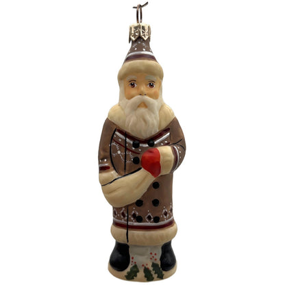 Vaillancourt Folk Art Brown Father Santa Claus Christmas Tree Ornament