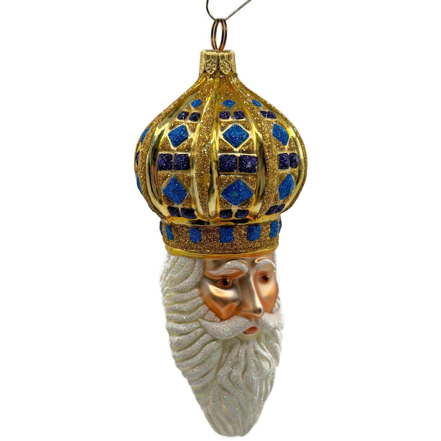 Patricia Breen Bijoux Noel Santa Claus Head Gold Crown Christmas Ornament 2101