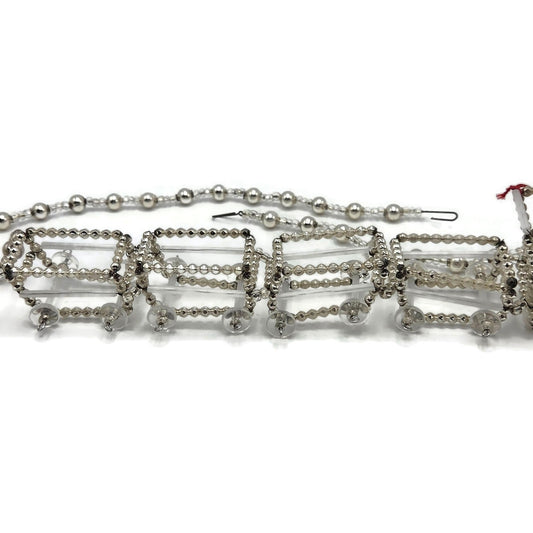 Christopher Radko Train Locomotive Garland Czech Silver Beaded 92-216