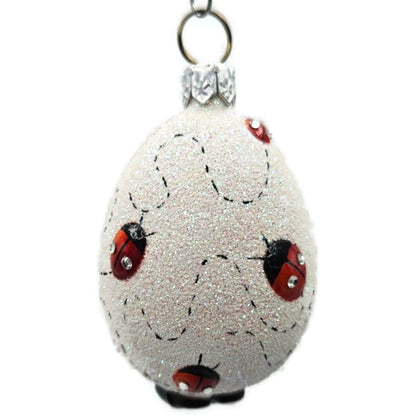 Patricia Breen Easter Egg Masquerade Ladybugs Pearl White Red Christmas Ornament