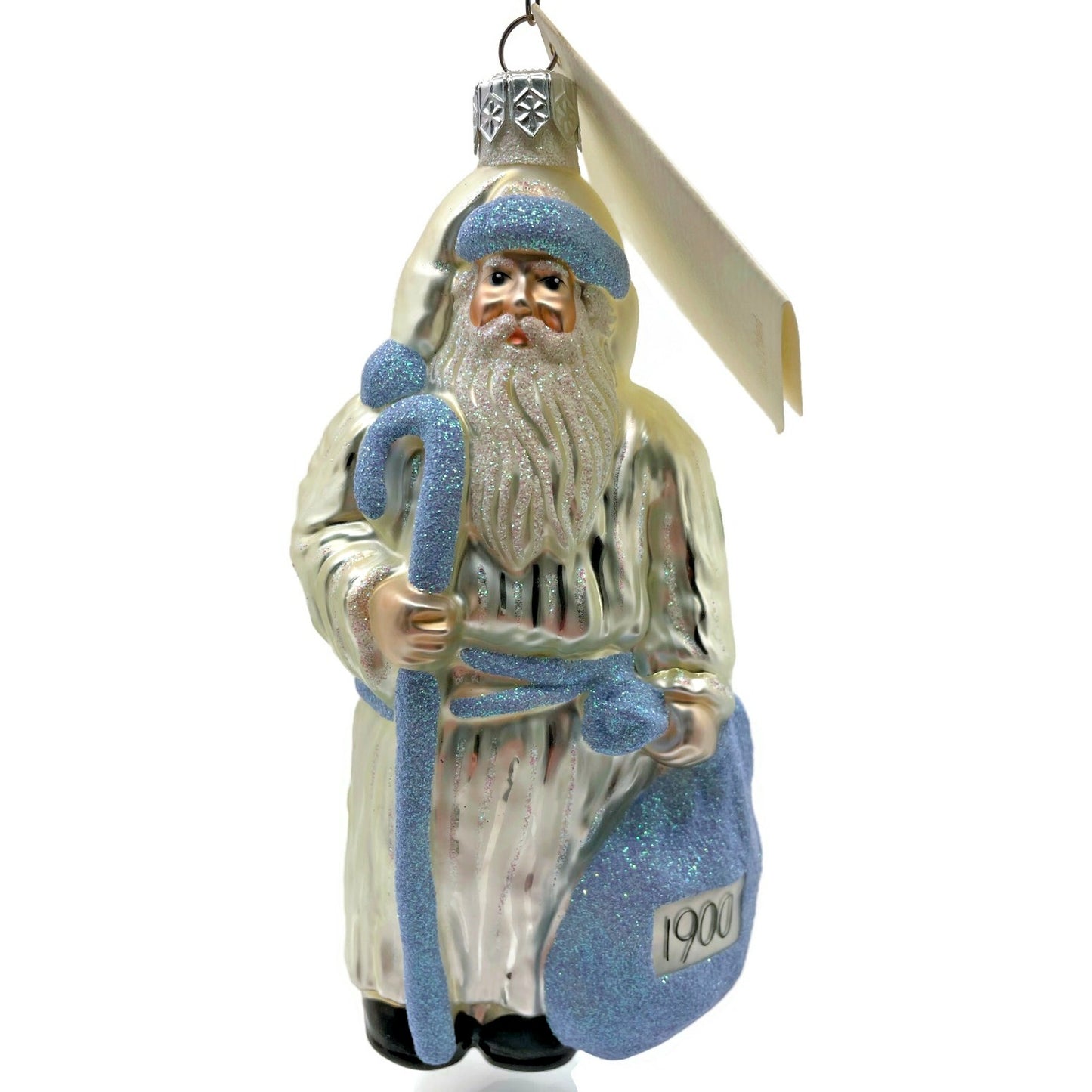 Patricia Breen Millennium Santa Claus Pearl Blue Two Sided Christmas Ornament