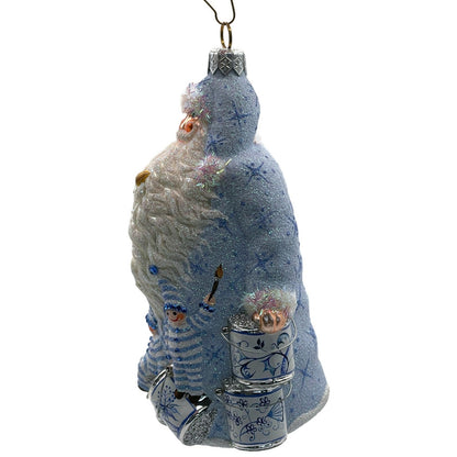 Patricia Breen Ornament Painterly Santa Chinoiserie Blue Striped Christmas Tree