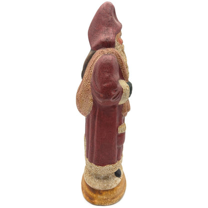 Vaillancourt Folk Art Country Home Red Father Christmas Sack Of Apples Figurine