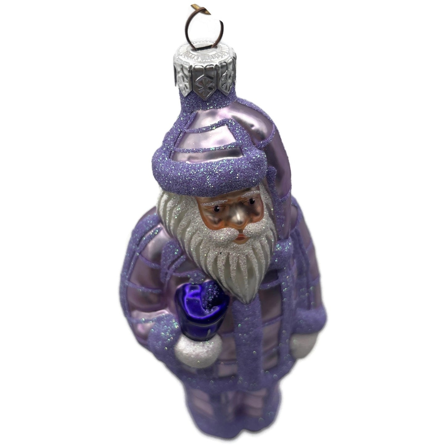 Patricia Breen Ring In The New Lavender Plaid Santa Christmas Tree Ornament CATZ