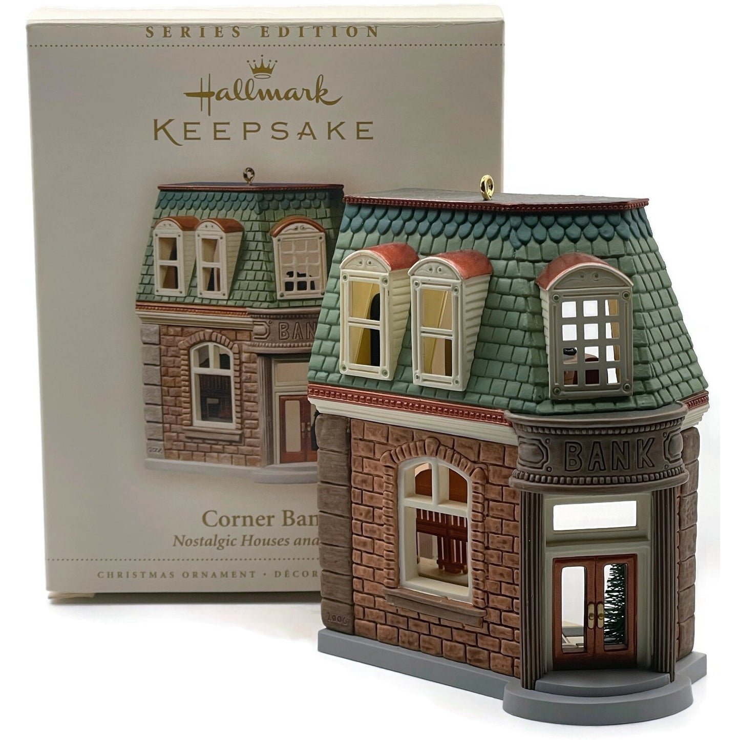 Hallmark Ornament Corner Bank Nostalgic Houses Shops Christmas Tree Keepsake