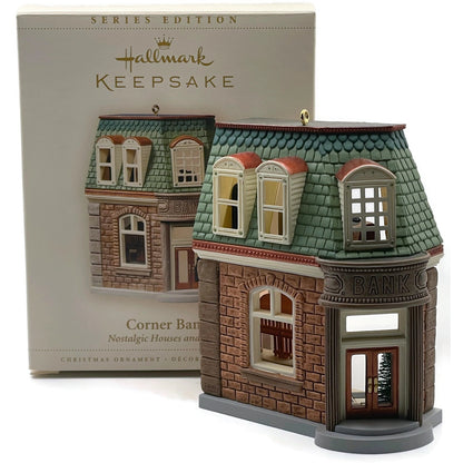 Hallmark Ornament Corner Bank Nostalgic Houses Shops Christmas Tree Keepsake