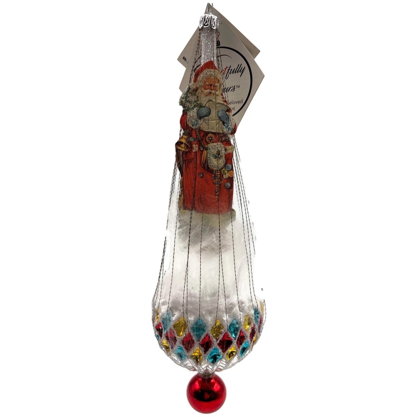 Heartfully Yours Christopher Radko Redbriar Santa Wirewrap Christmas Ornament