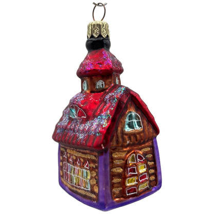 Christopher Radko Gingerbread Chapel Glass Christmas Tree Ornament 98-167-0