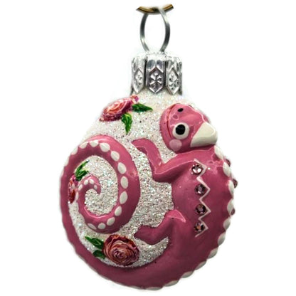 Patricia Breen Springtime Chameleon Pink Rose Floral Christmas Ornament 2929