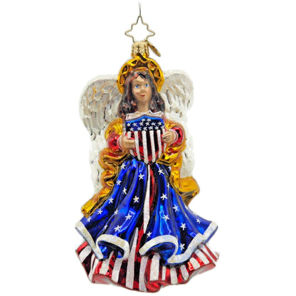 Christopher Radko Freedom Wings Patriotic Angel Christmas Tree Ornament 1016462