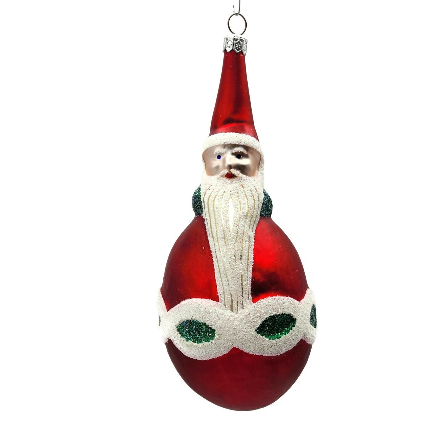 Patricia Breen Faberge Santa Claus Matte Red Green Christmas Tree Ornament