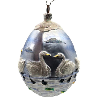Patricia Breen Seven Swimming Swans Birds Pearl Blue 12 Days Christmas Ornament