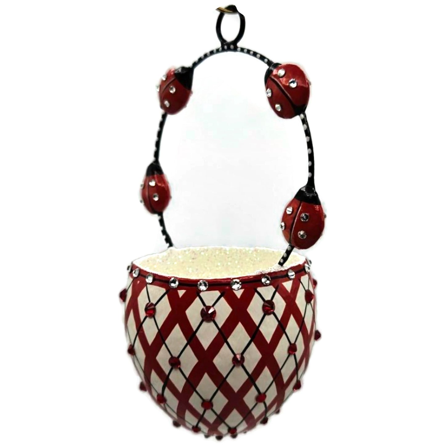 Patricia Breen Spring Basket Ladybugs Red Polka Dot Jeweled Holiday Ornament