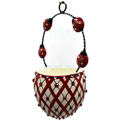 Patricia Breen Spring Basket Ladybugs Red Polka Dot Jeweled Holiday Ornament