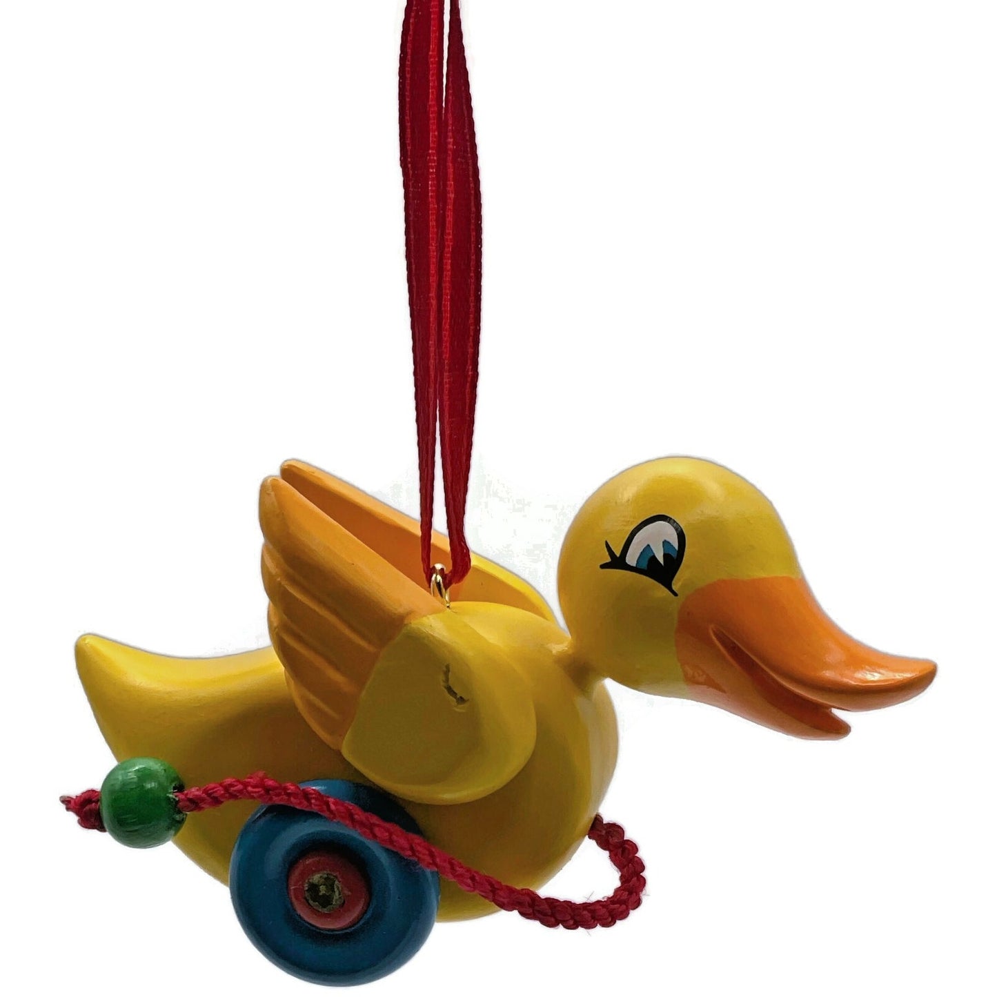 Hallmark Waddles 2001 Duck Pull Toy Wooden Yellow Keepsake Christmas Ornaments