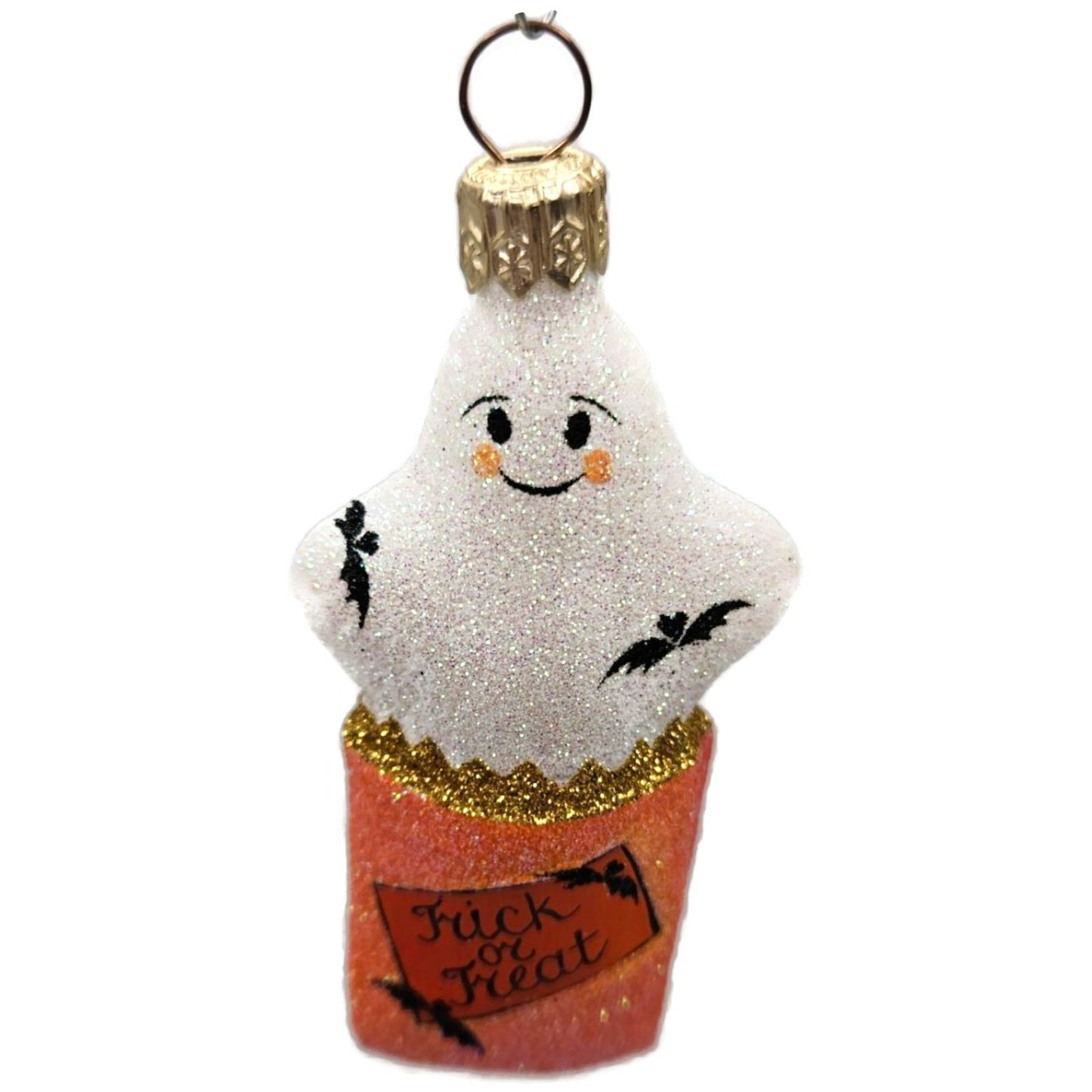 Patricia Breen Treat Seeker Orange Bag White Ghost Halloween Christmas Ornament