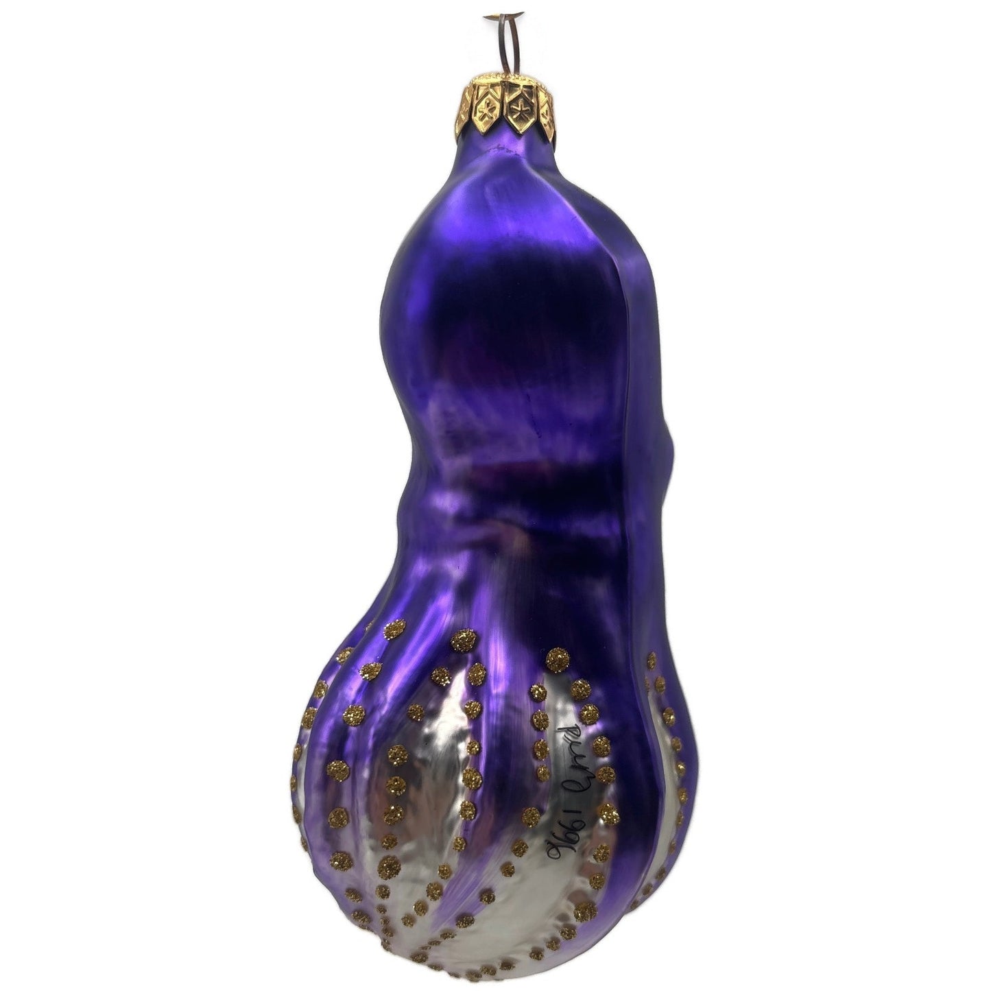 Patricia Breen Olivier Octopus Purple Gold Aquatic Christmas Ornament OOAK