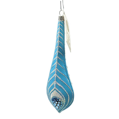 Patricia Breen La Plume Turquoise Silver Fantasy Feather Christmas Tree Ornament