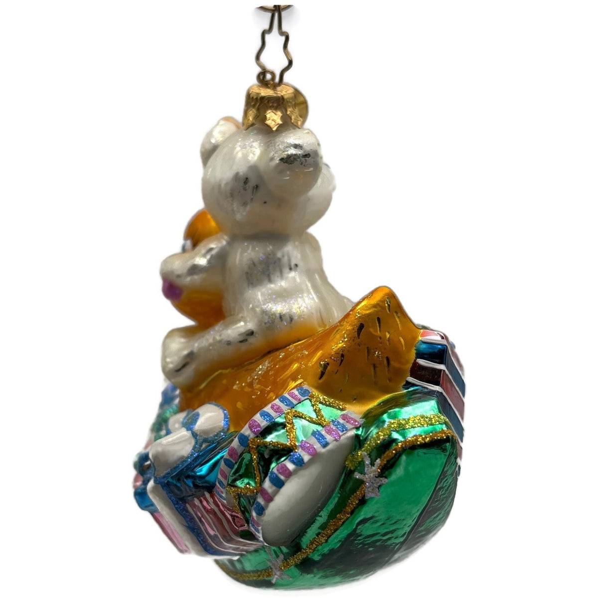 Christopher Radko 2007 Rockin Arrival Glass Bear Duck Christmas Ornament 3012095