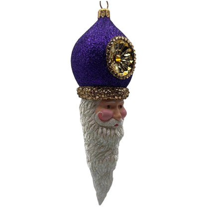 Patricia Breen Vendome Claus Glittered Purple Reflector Christmas Ornament CATZ