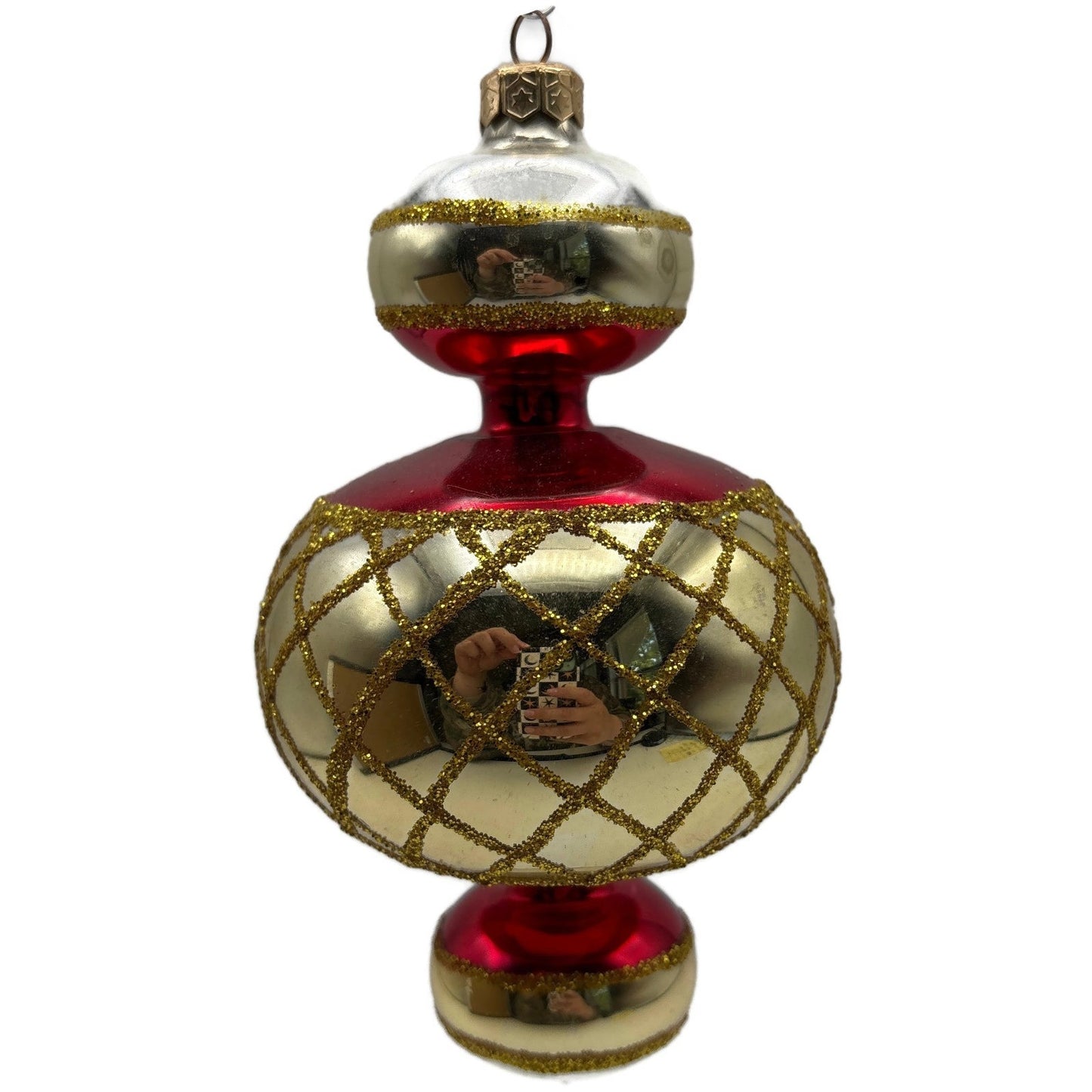 Christopher Radko Jumbo Spintops Red Gold Christmas Tree Ornament 93-302-0