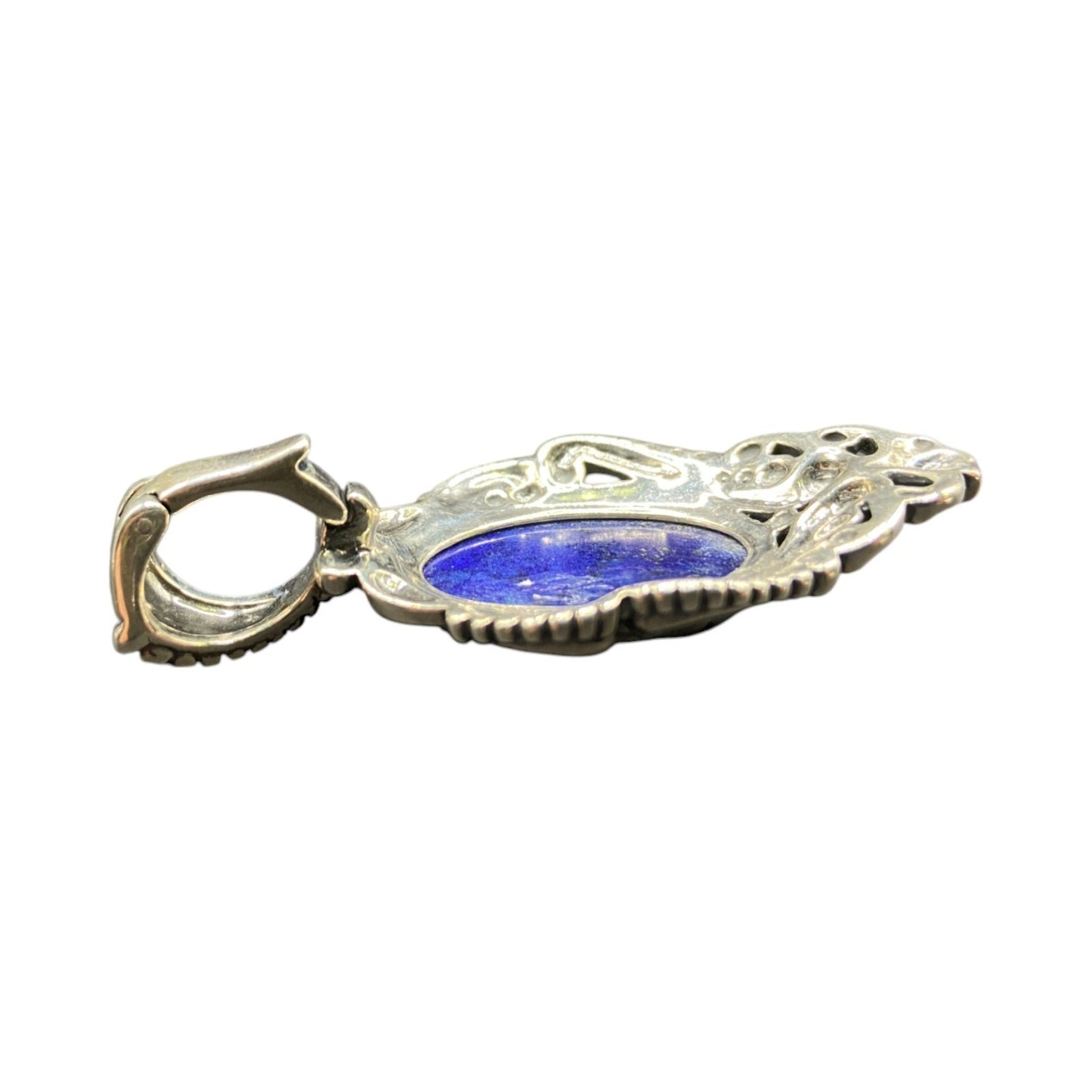 Carolyn Pollack Lapis Lazuli Oval Gemstone Pendant 925 Sterling Silver Filigree