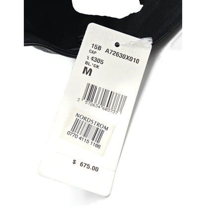 Chanel CC Logo Quilted Lambskin Leather Baseball Cap Hat Black Medium 15B Rare