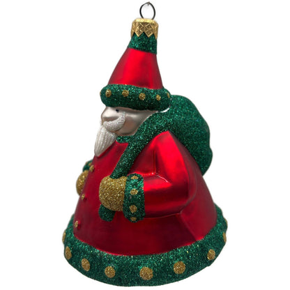 Patricia Breen Santa Delivers Gold Dotted Green Red Christmas Tree Ornament NM