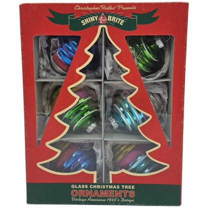 Christopher Radko Shiny Brite Lantern Reflector Christmas Tree Ornament Set of 6