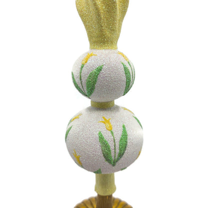 Patricia Breen Miniature Tulip Finial Flowers White Yellow Spring Tree Topper