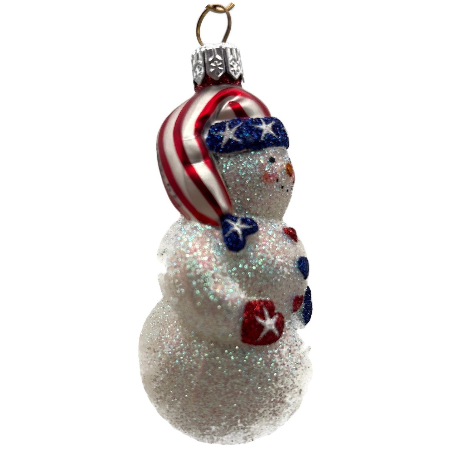 Patricia Breen Loving Snowman Patriotic Star Striped Christmas Tree Ornament