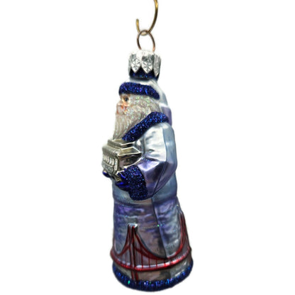 Patricia Breen Miniature San Francisco Santa Purple Glittered Christmas Ornament