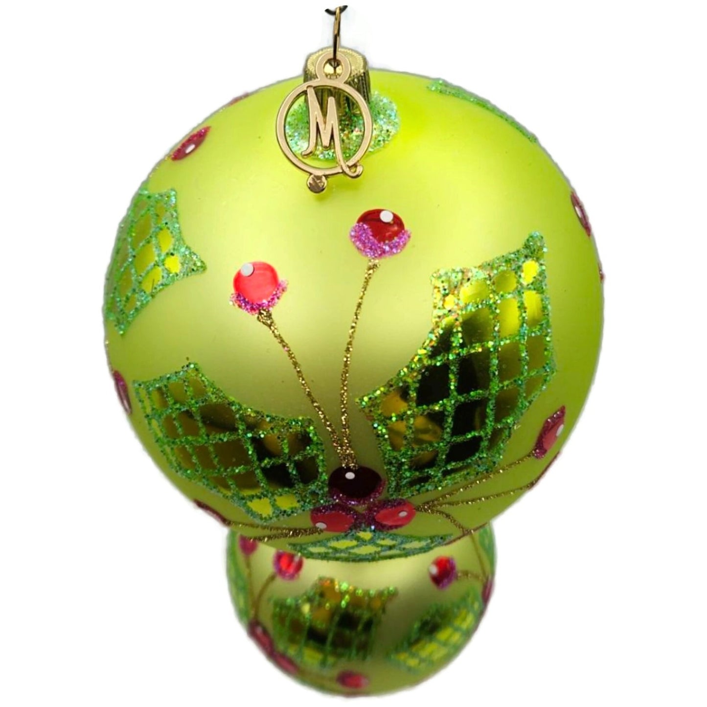 Majesty Glass Boughs of Hollywood Double Lime Green Christmas Tree Ornament