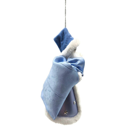 De Carlini Blue Santa With Bag Stars Italian Glass Fabric Christmas Ornament