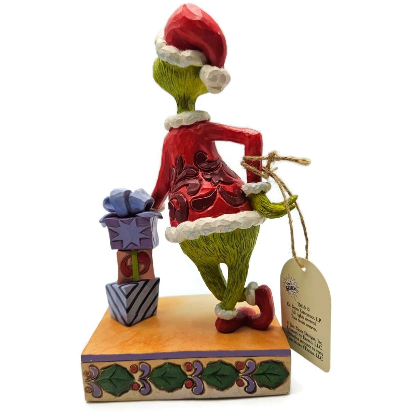 Jim Shore Dr. Seuss Grinch Leaning on Stacked Gifts Enesco Figurine 6015280