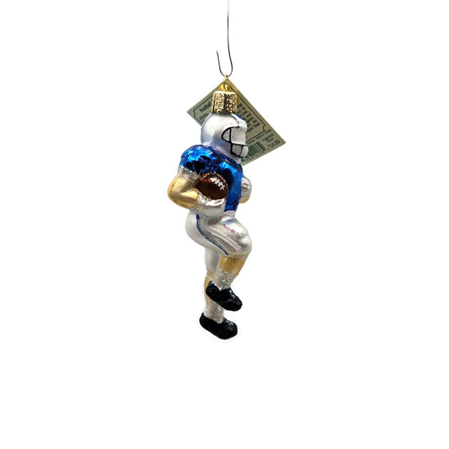 Old World Christmas Football Player OWC Blown Glass Sports Christmas Ornament