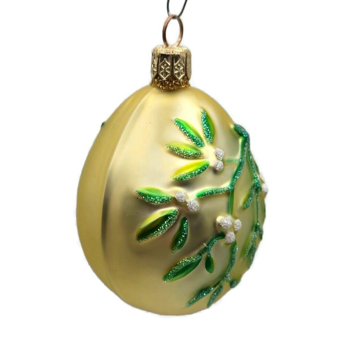 Patricia Breen Mistletoe Egg Gold Matte Heart Christmas Holiday Tree Ornament
