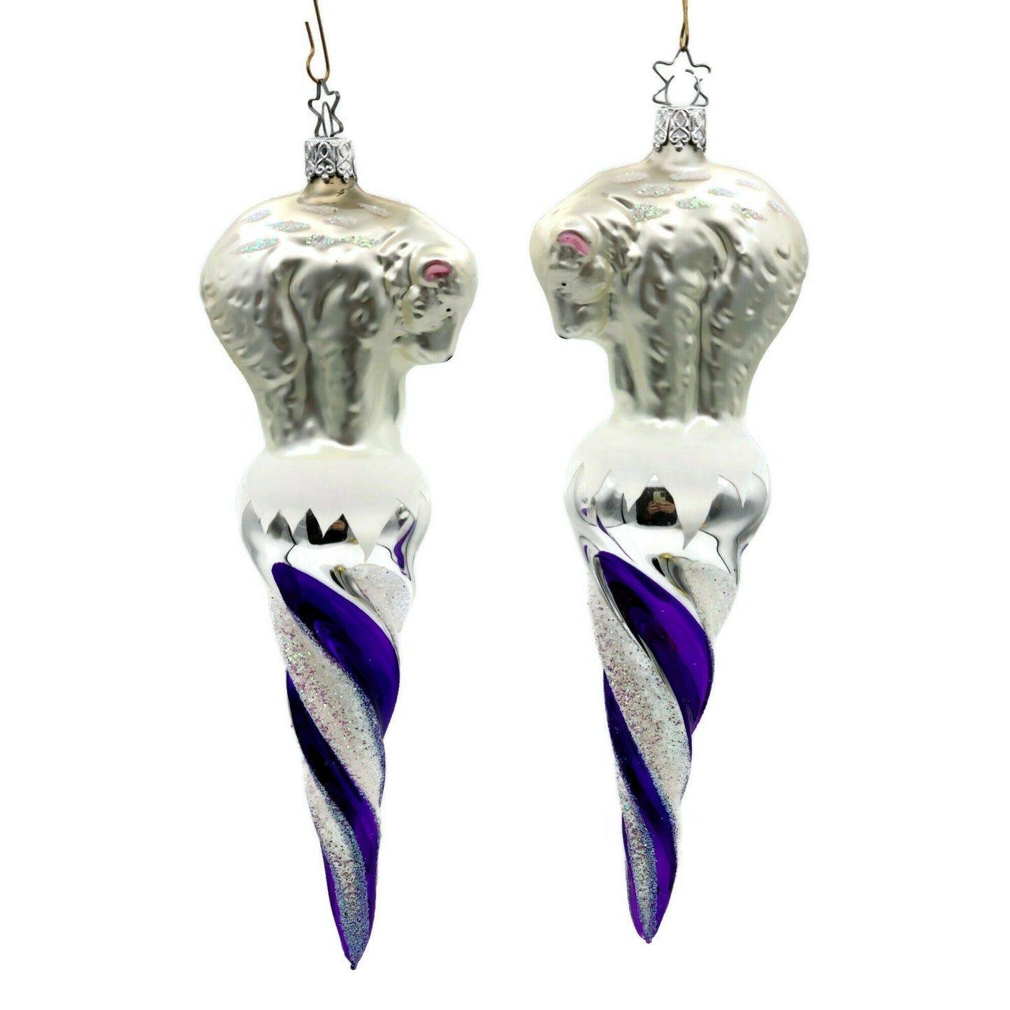 Inge Glass Ornament Polar Bear Icicle Old World Christmas Purple CATZ Exclusive