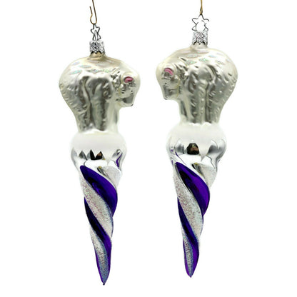 Inge Glass Ornament Polar Bear Icicle Old World Christmas Purple CATZ Exclusive