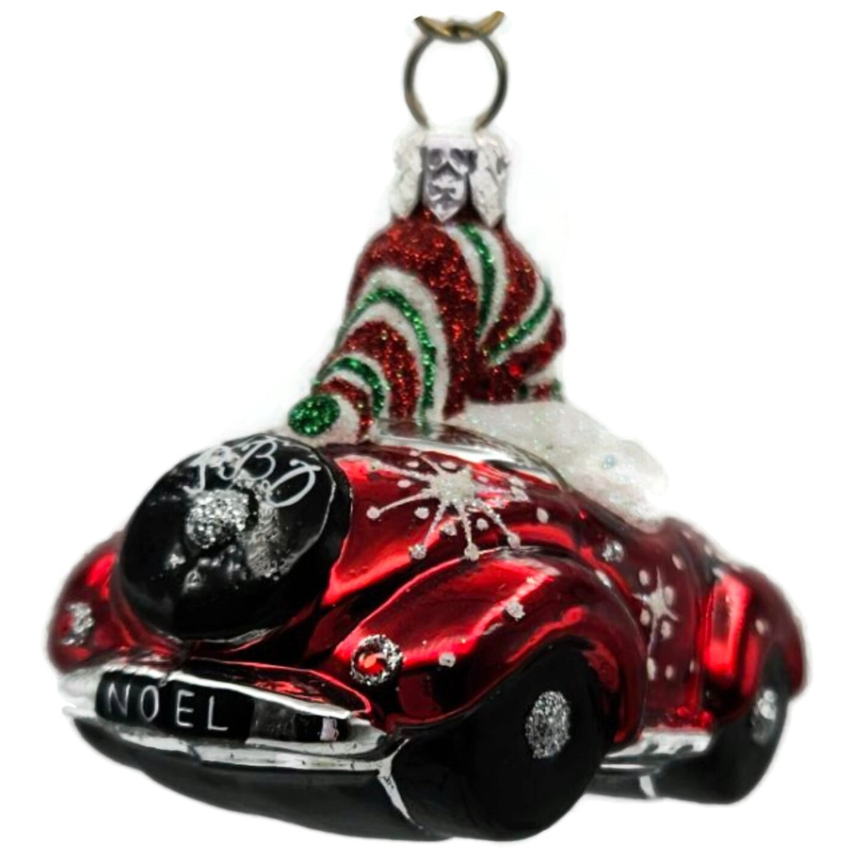 Patricia Breen Snow Mobile Red Car Snowman Jeweled Christmas Ornament 2476