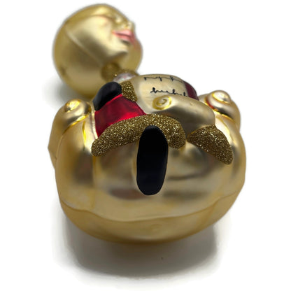 Patricia Breen Checking His List Gold Red Matte Moon Stars Christmas Ornament