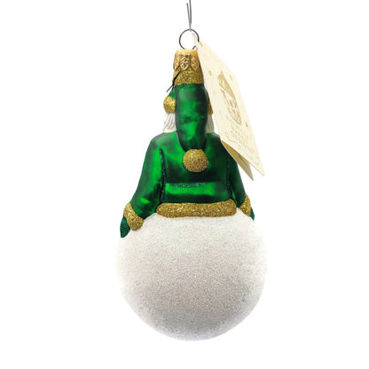 Patricia Breen Snowbound Santa Claus Green Gold Christmas Holiday Tree Ornament
