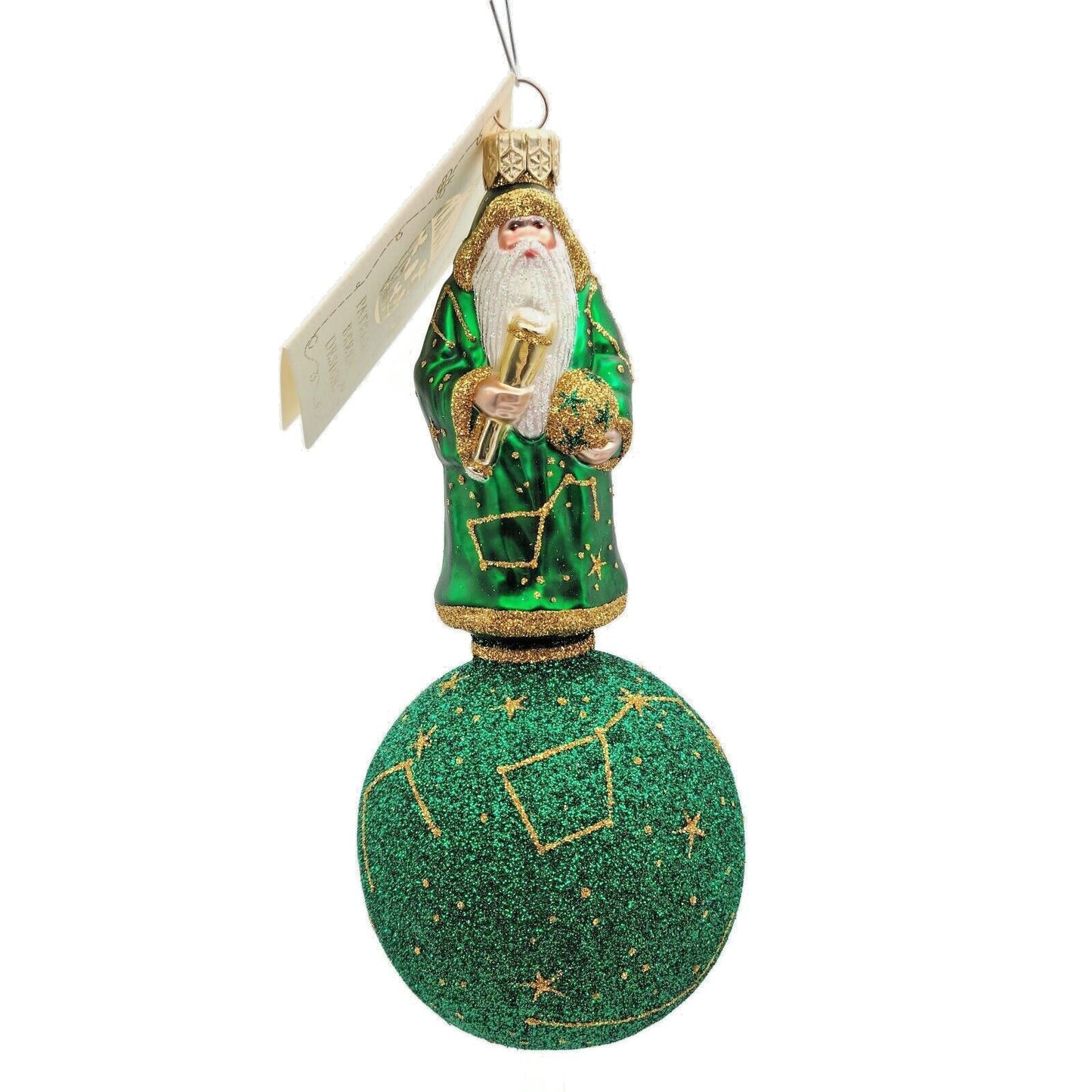 Patricia Breen Miniature Copernicus on Sphere Green Gold Christmas Tree Ornament