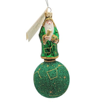 Patricia Breen Miniature Copernicus on Sphere Green Gold Christmas Tree Ornament