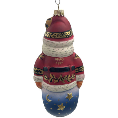Vaillancourt Santa with Bell Red Coat Folk Art Chalkware Christmas Tree Ornament