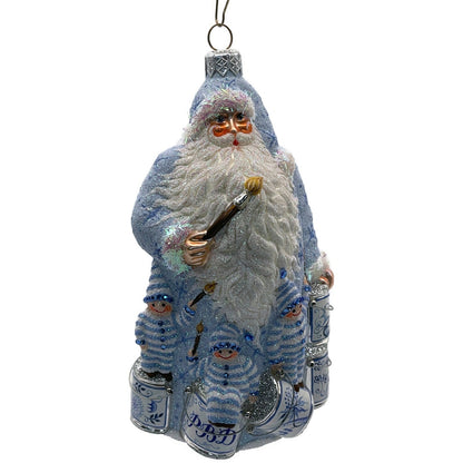 Patricia Breen Ornament Painterly Santa Chinoiserie Blue Striped Christmas Tree